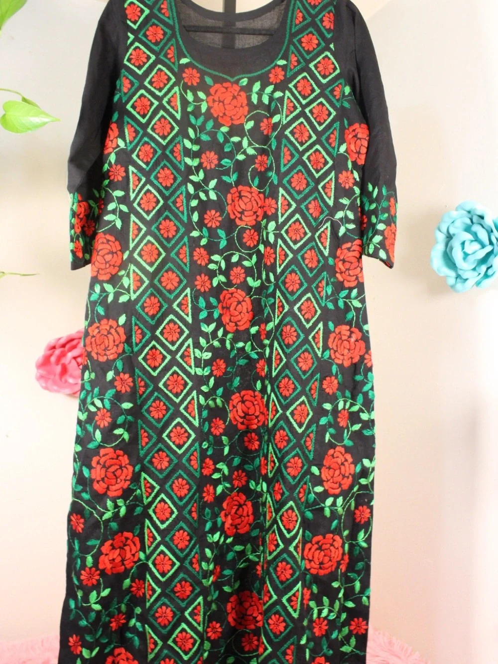 Rare Handmade Kantha Embroidered Bangladesh Cotton Dress - Picture 10 of 16